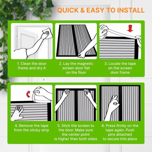 Magnetic Screen Door - Self Sealing, Heavy Duty, Keep Bugs Out, Pet and Kid Frie - Picture 4 of 4